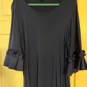 Lane Bryant Dark Blue Blouse with Bow Accents